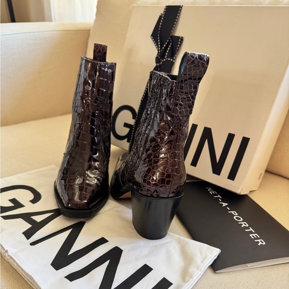 GANNI Ganache Croc Embossed Callie Boots - Picture 4 of 14